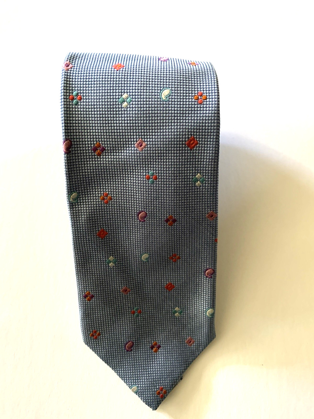 Paul Smith Tie ( Beautiful Metallic blue with Geometric Accents)